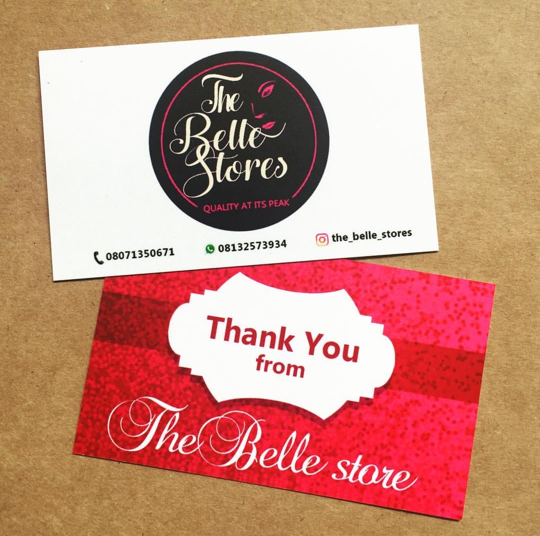 The belle store's thank you card